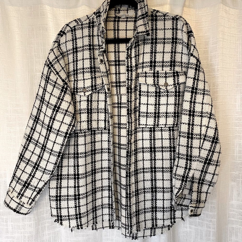 12th Tribe White/Black Plaid Shacket - One Size - Picture 2 of 5